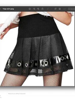 Tripp NYC Black Mesh Skater Skirt with Grommet Trim